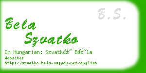 bela szvatko business card